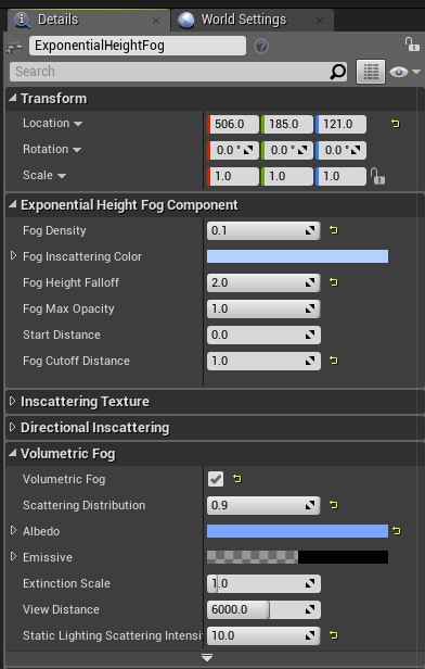 Height Fog Settings